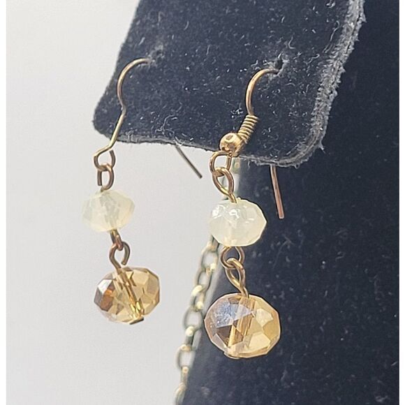 Artisan Vintage Demi Parure Faceted Crystal Double Strand Long Necklace Earrings - Picture 4 of 7